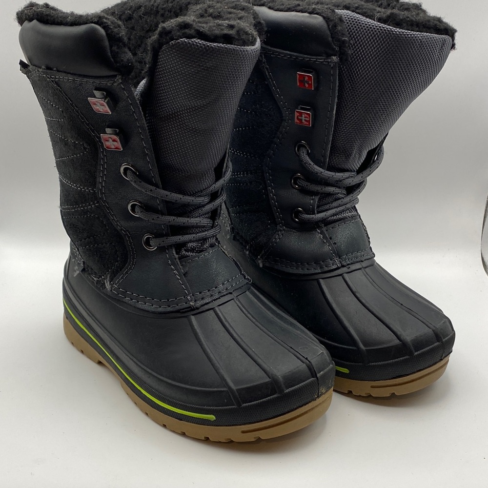 Swiss Tech Black and Tan Kids Snow Boots